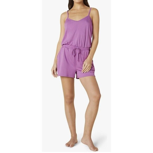 Beyond Yoga Purple Seaside‎ Romper  Drawstring Waist Iris Size XS - Picture 1 of 8